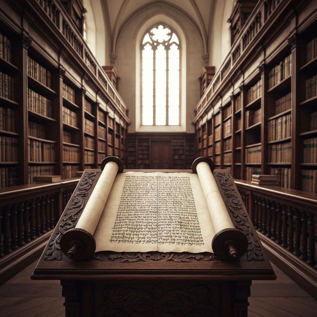 Rollo de la Torá en biblioteca